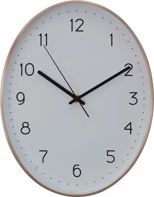 Premier Housewares Elko Oval Wall Clock in White and Black with Metal Frame, W/D/H: 35 x 35 x 4 cm