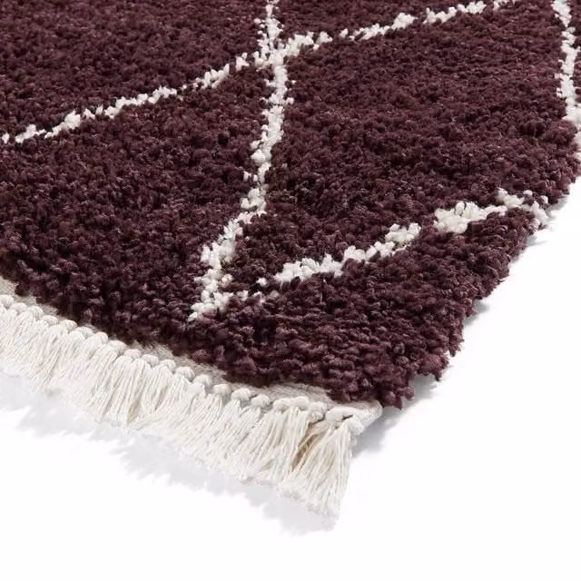 Terrys Boho 8280 Moroccan Shaggy Runner Rug, Purple, W: 60 cm, L: 230 cm