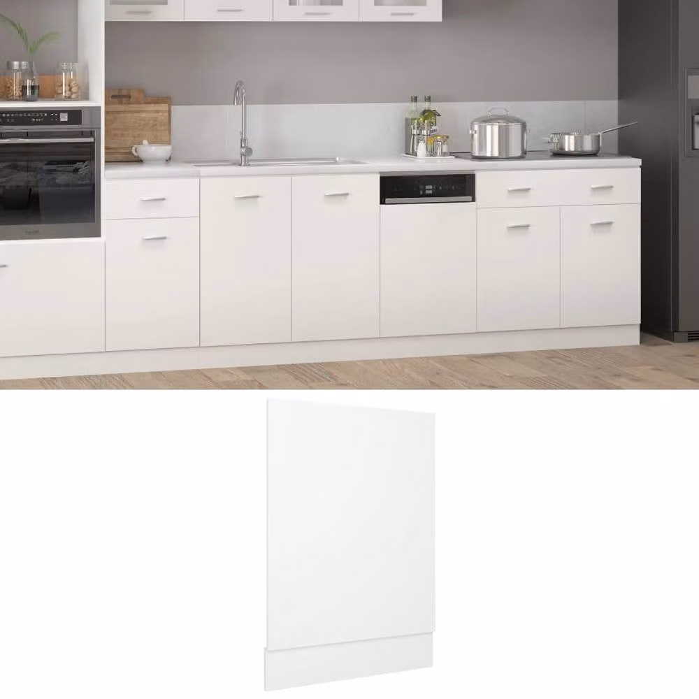 Berkfield Home Durable Dishwasher Panel in White, Engineered Wood, W/D/H: 45 x 3 x 67 cm