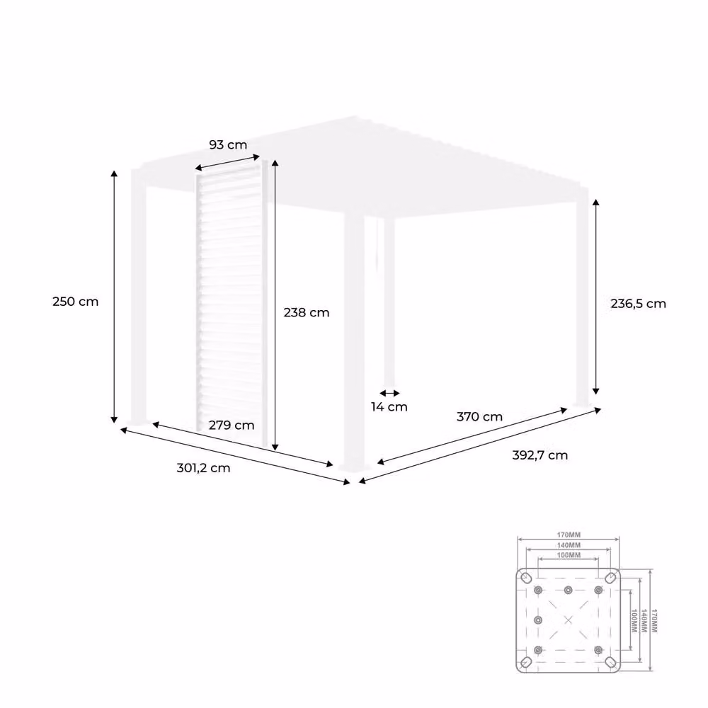 sweeek Aluminium Louvered Pergola in Dark Grey, W: 400 cm, D: 300 cm, H: 250 cm – 3