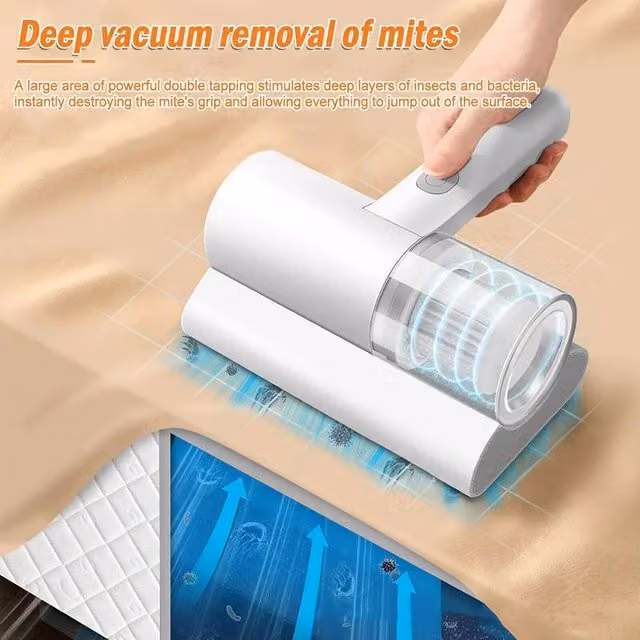NESTLUNE Handheld UV Mite Remover Vacuum in White with HEPA Filter and UV-C Light – 1