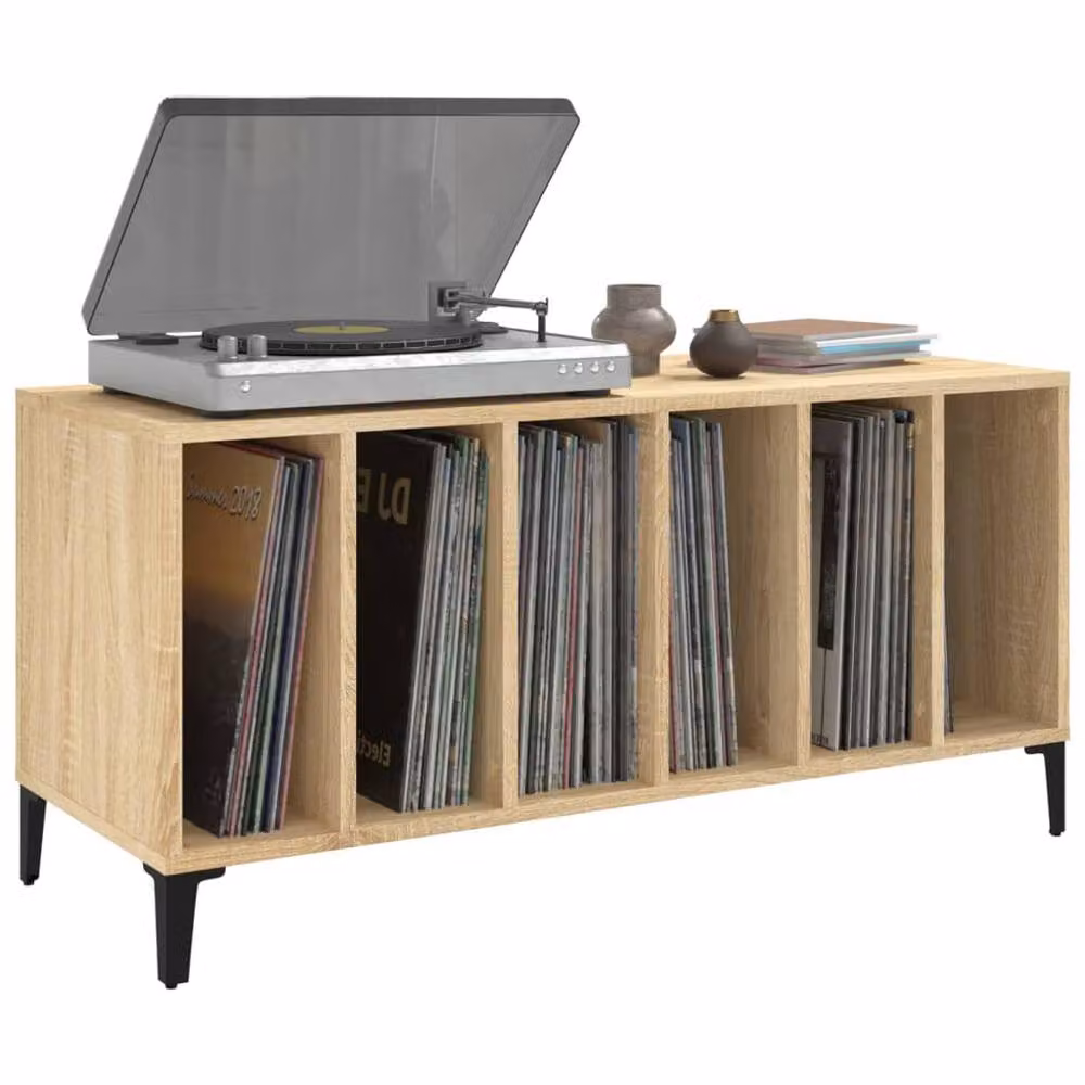Berkfield Home Record Cabinet in Sonoma Oak Brown, W/D/H: 100 x 38 x 48 cm – 3