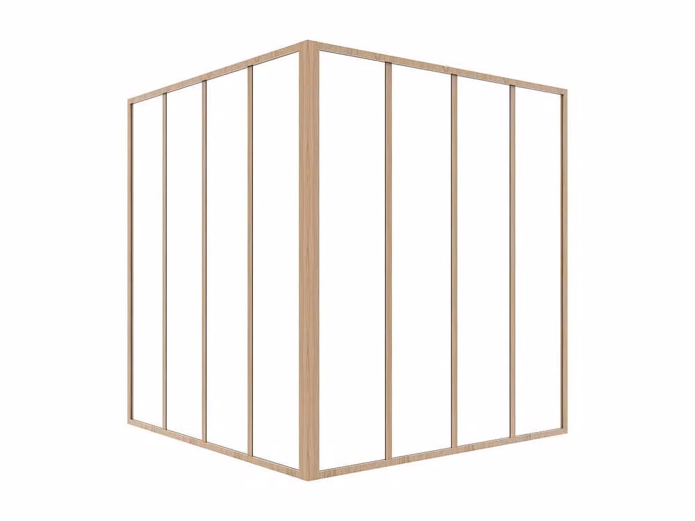 Vente-unique Double Thermolacquered Aluminium Corner Workshop Window in Brown, W: 120 cm, D: 120 cm, H: 130 cm – 1