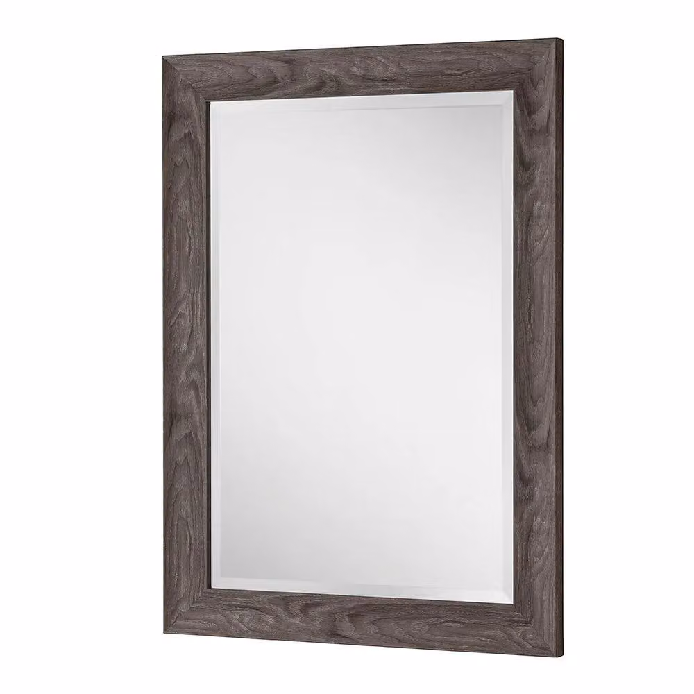 Yearn Mirrors Rustic Grey Wood Effect Rectangular Wall Mirror in Pale Green, W: 91.5 cm, H: 66 cm – 3