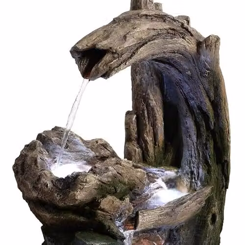Teamson Home Grey Cascading Outdoor Garden Fountain with LED Lighting and Stone Effect Design, Height: 82 cm – 5