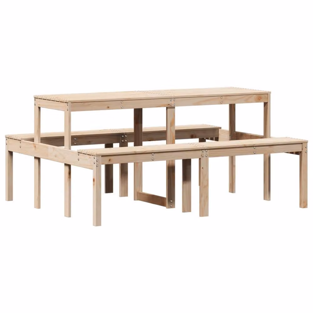 Berkfield Home Picnic Table in Light Brown Solid Pine, W/D/H: 160 x 134 x 75 cm – 2
