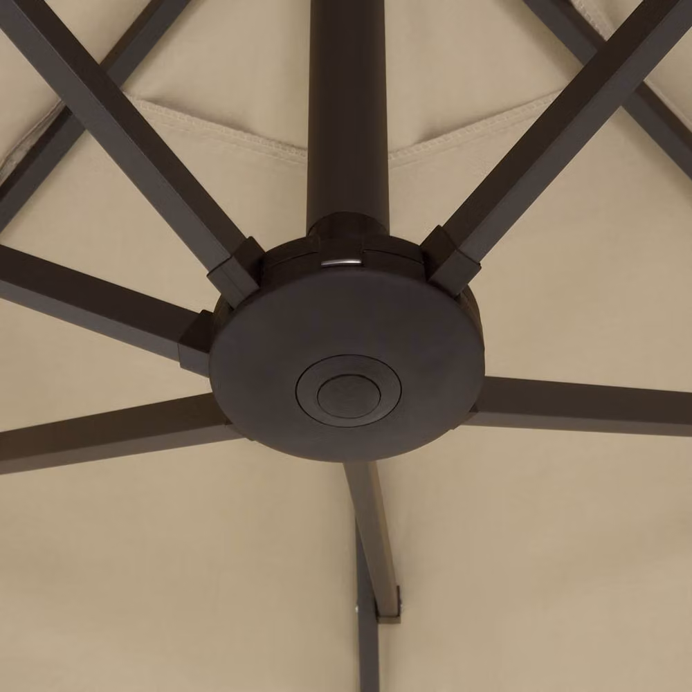 Wyld and Coco 247 cm Oval Garden Parasol in Beige with Powder-Coated Aluminium Frame – 3