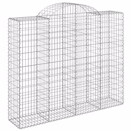 vidaXL 12-Piece Arched Gabion Baskets in Silver Galvanised Steel, W/D/H: 200 x 50 x 160/180 cm