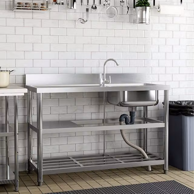 Garden Sanctuary Silver Stainless Steel Industrial Sink