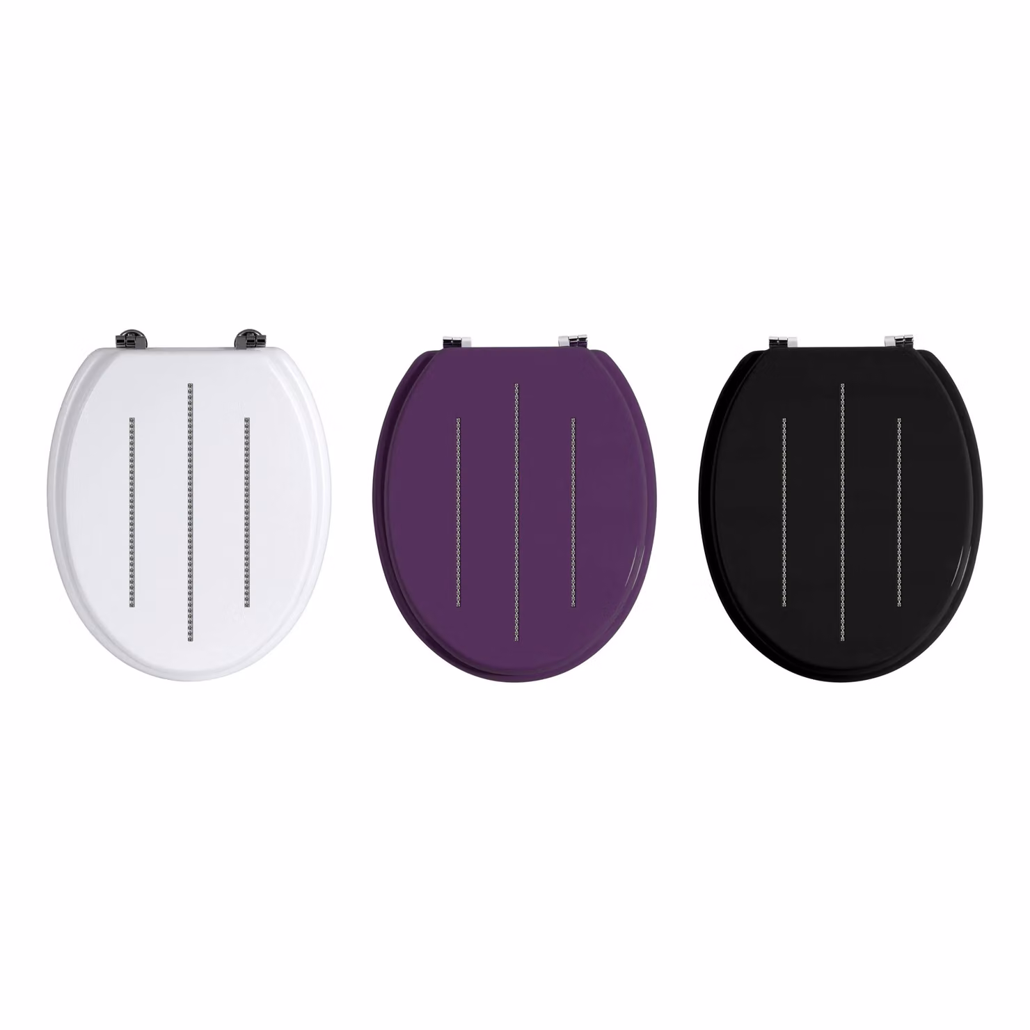 Orsina Black Oval Soft Close Toilet Seat with Diamante Detail W: 46 cm, D: 37 cm, H: 5.5 cm – 3
