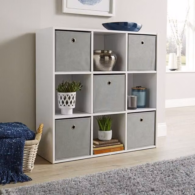 Home Source 9 Cube Freestanding Storage Shelf Unit in White