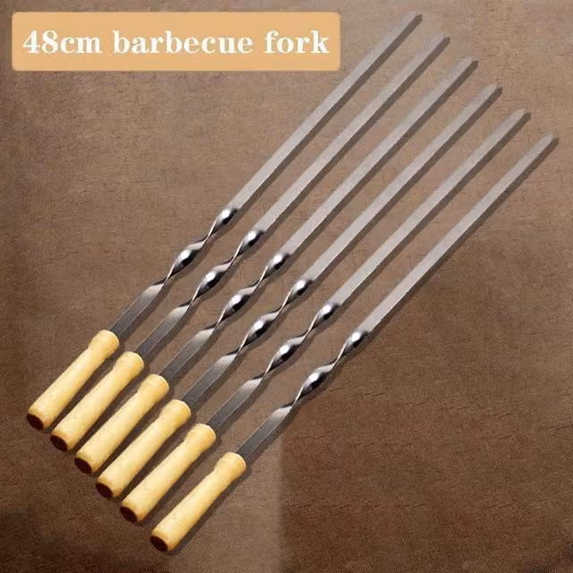 SPETLEK BBQ Skewers with Stainless Steel and Wood Handles in Silver