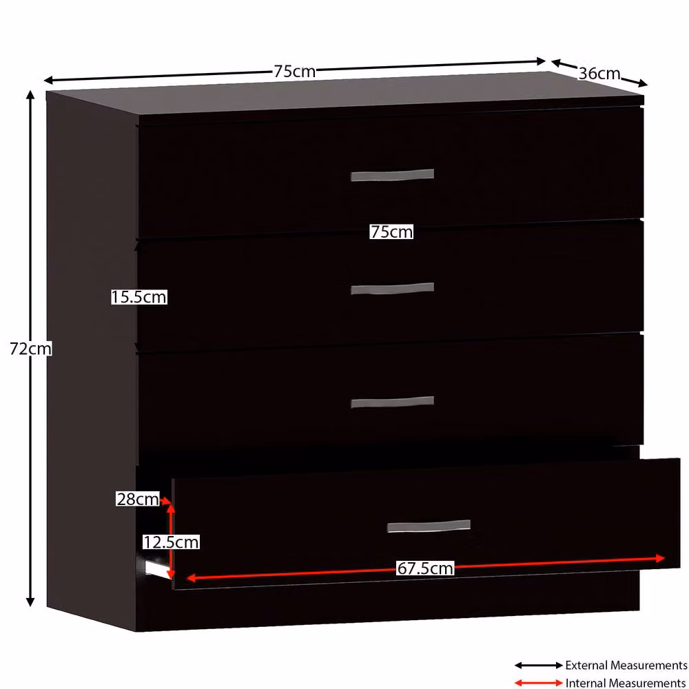 HD Designs Riano 4 Drawer Chest of Drawers in Black Matt – 2