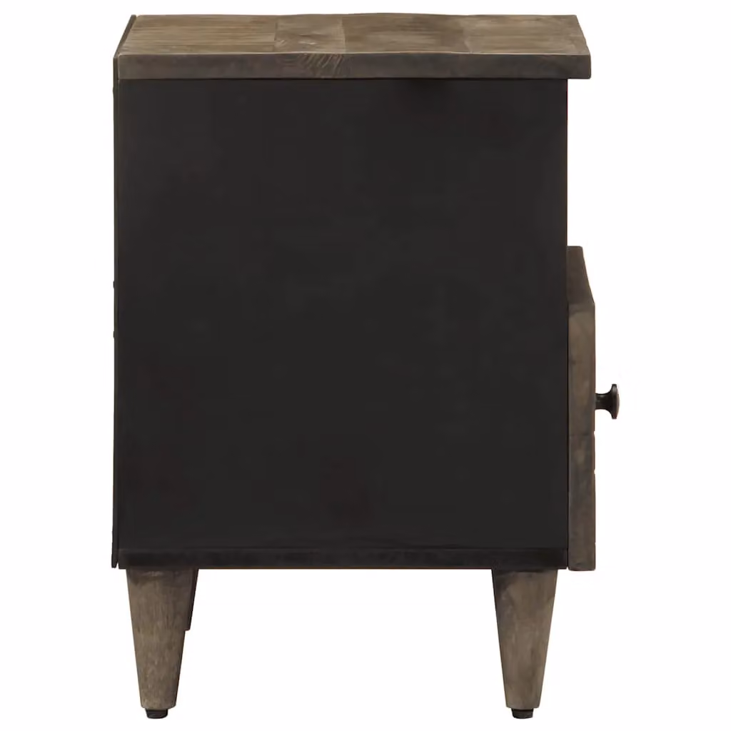 Berkfield Home Light Grey Mango Wood Bedside Cabinet W/D/H: 40 x 33 x 46 cm – 4