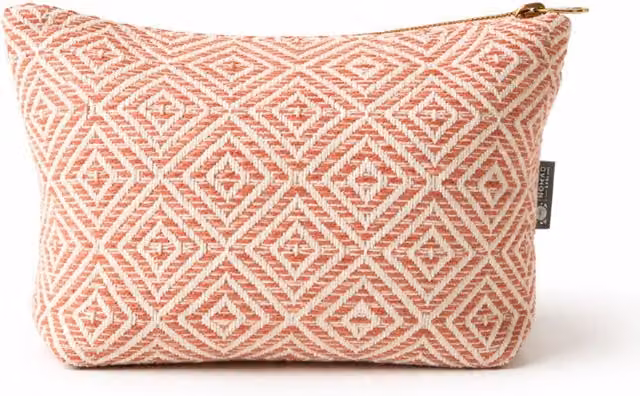 KDMK Coral Maze Jacquard Toiletry Bag for Makeup and Travel in Orange