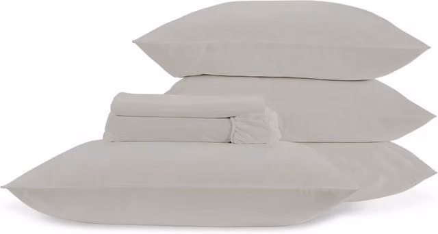 Christy 400TC Luxury Cotton Mako Satin Plain Dye Full Sheet Bundle in Grey, Super King