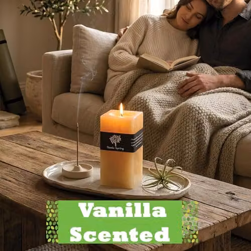 Nicola Spring Vanilla Scented Pillar Candle, Beige, H: 14.5 cm, W: 9.0 cm, D: 9.0 cm – 6