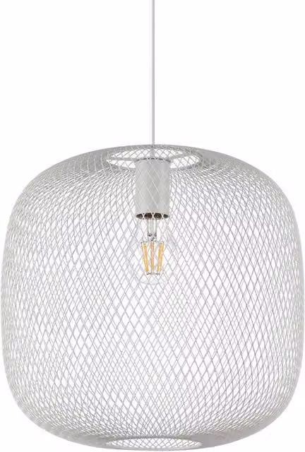 Ideal Lux White Metal Net Wire Frame Sphere Pendant Ceiling Light, Diameter: 34 cm