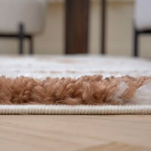 THE RUGS Soft Shaggy Area Rug with Modern Abstract Wave Design in Beige and Orange, W: 80 cm, D: 300 cm – 4