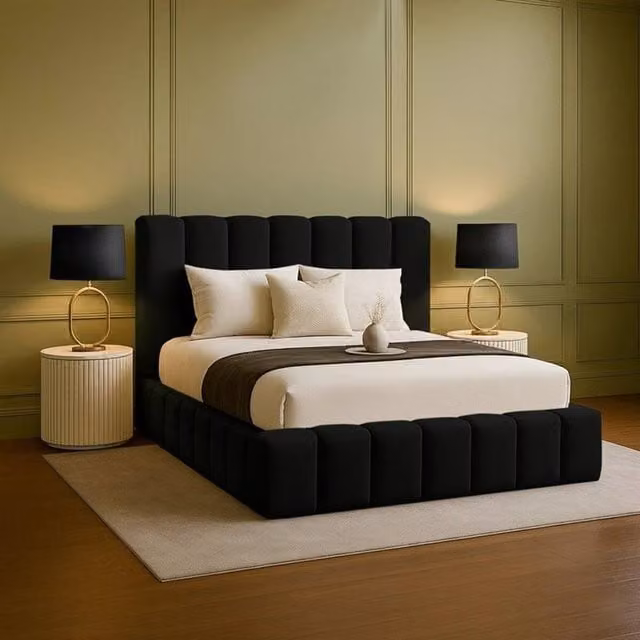 Desire Deco Daisy Ottoman Storage Bed Frame in Black Plush Velvet with Lift-Up Base, Single, W: 90 cm, L: 190 cm