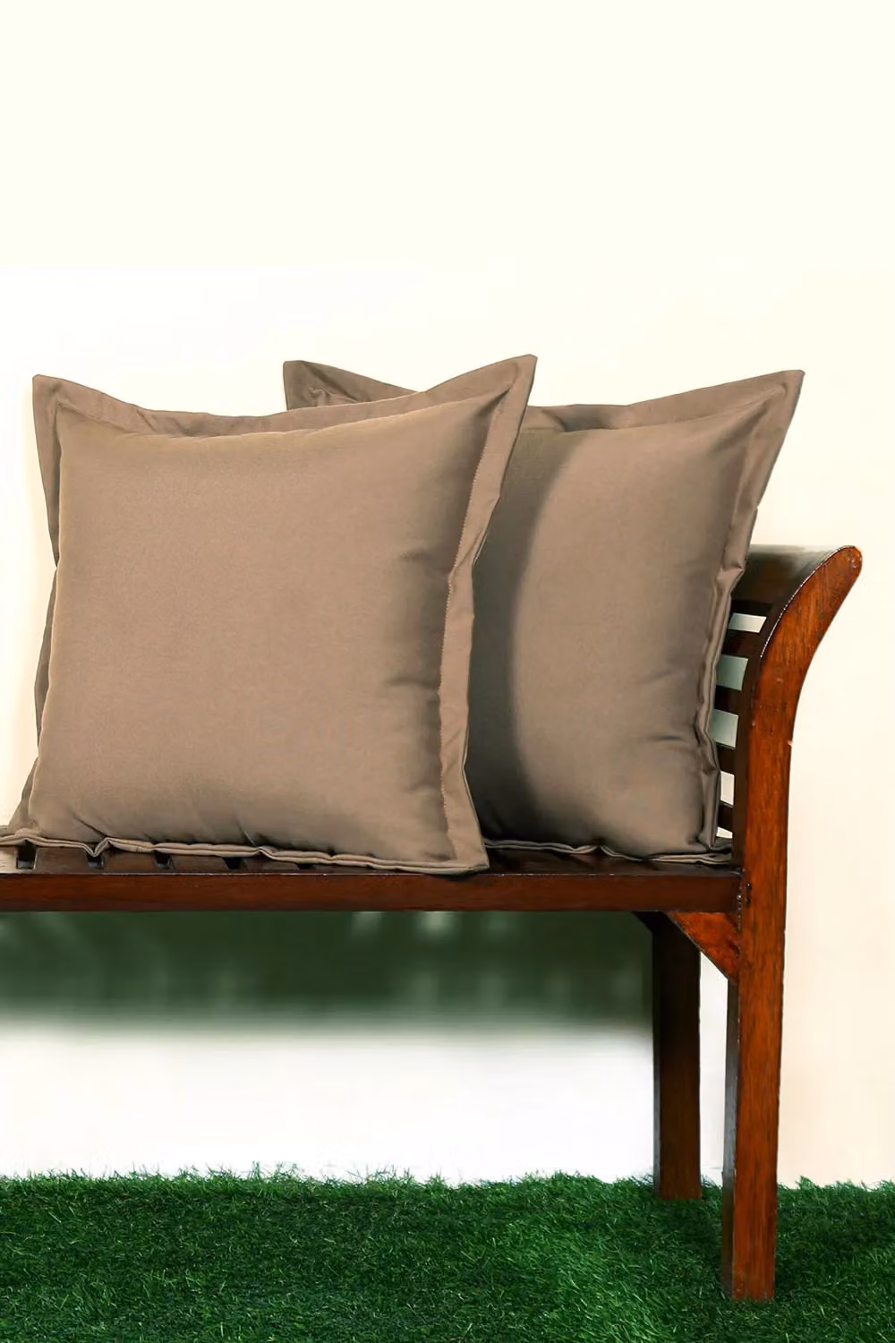 Homescapes Set of 2 Plain Beige Waterproof Outdoor Cushions, W/D/H: 45 x 45 x 45 cm – 2