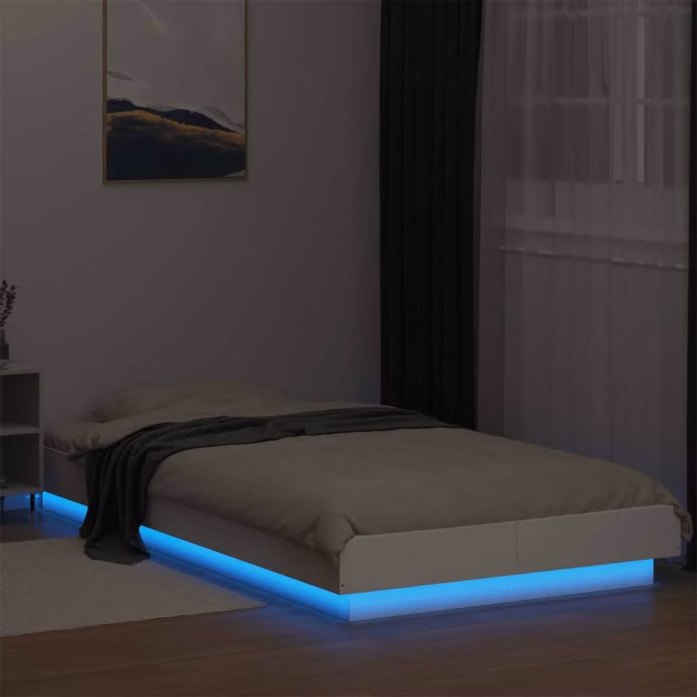 Berkfield Home Durable White Bed Frame with Under-Bed LED Lighting, W/D/H: 90 x 190 x 110 cm – 3