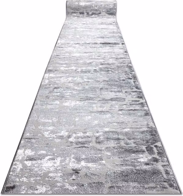RugsX Structural Mefe Grey Modern Rectangular Runner for Hallways and Kitchens, W: 90 cm x L: 100 cm