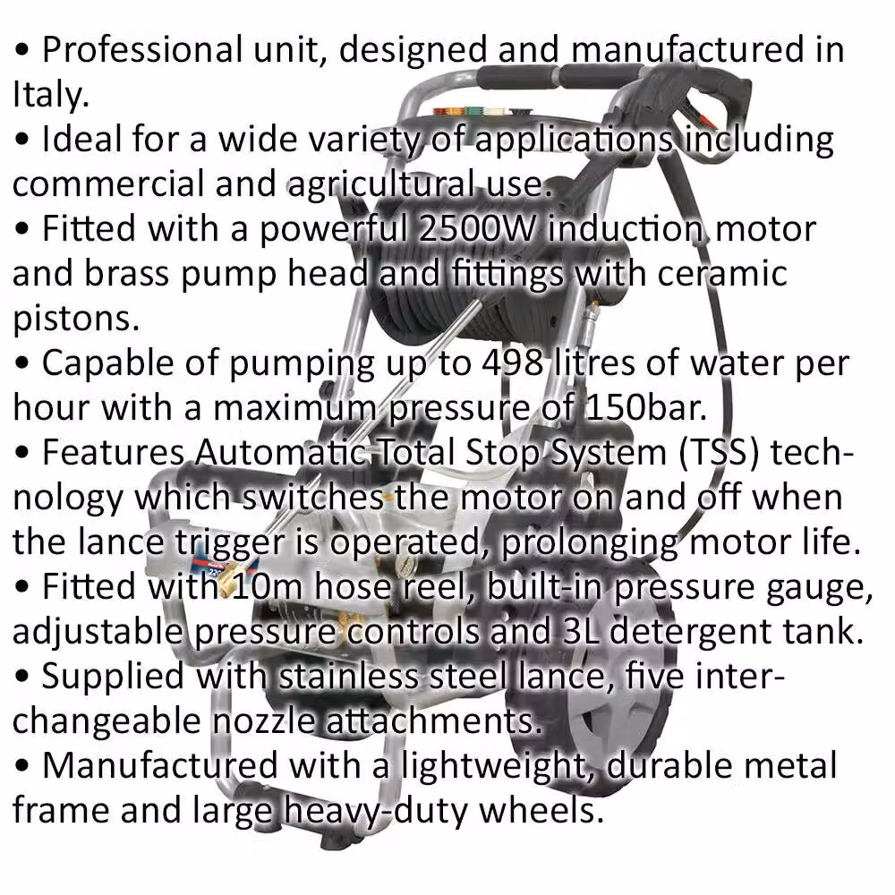 Loops Premium Pressure Washer with Total Stop System, 10m Hose and Nozzle Set, 150 bar, Multicolour – 2