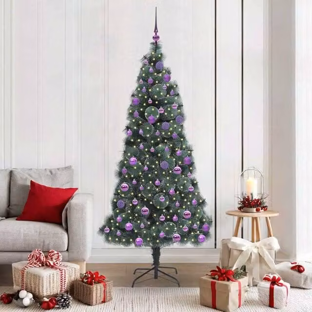Berkfield Home Pre-lit Artificial Christmas Tree with Ball Set, Green, Height: 180 cm