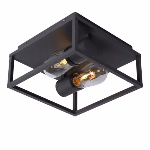Lucide Carlyn Modern Flush Ceiling Light for Bathrooms, Black, IP54, E14 – 3