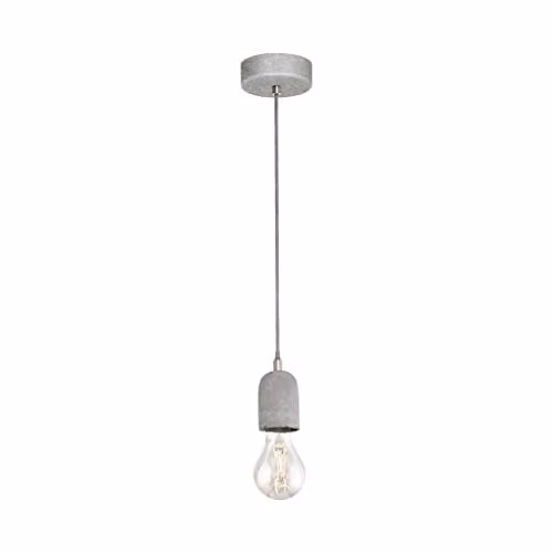 Loops Modern Grey Concrete and Metal Pendant Ceiling Light with E27 Bulb Holder, Max 60W