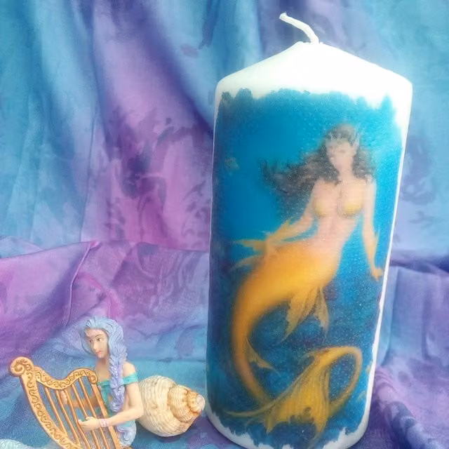 Viki Mermaid Pillar Candle in White