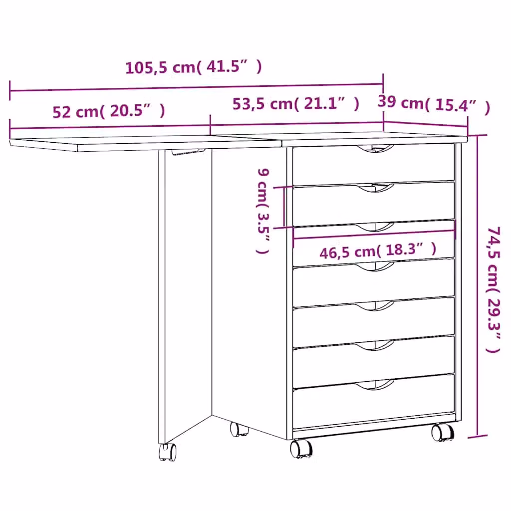 Berkfield Home Rolling Cabinet with Desk in Moss Black Solid Pine Wood – 7