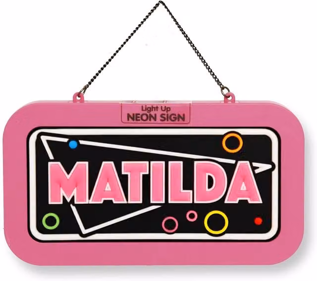 History & Heraldry Matilda Pre-personalised Light-Up Neon Bedroom Sign in Pink