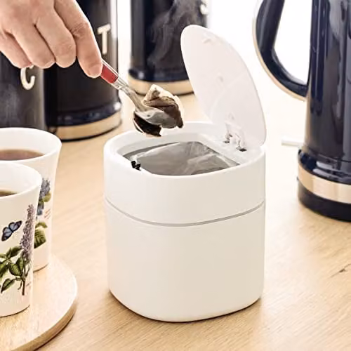 mysmartbuy White Touch Countertop Waste Bin, 0.8 l