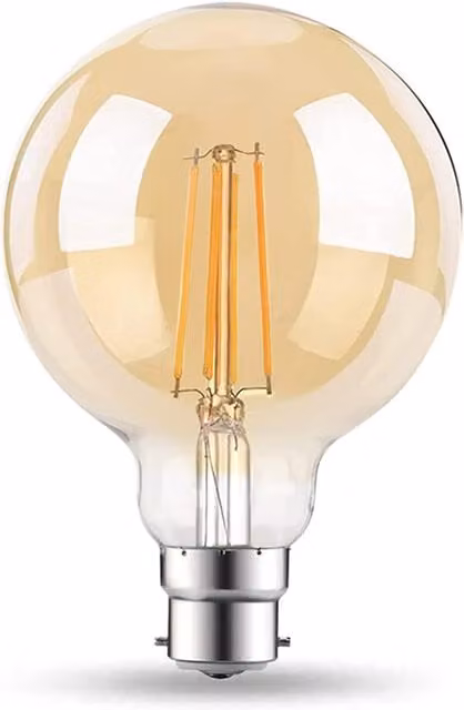 Livingandhome 6W G95 LED Filament Globe Bulb, B22, 2200K Warm White, Transparent Glass