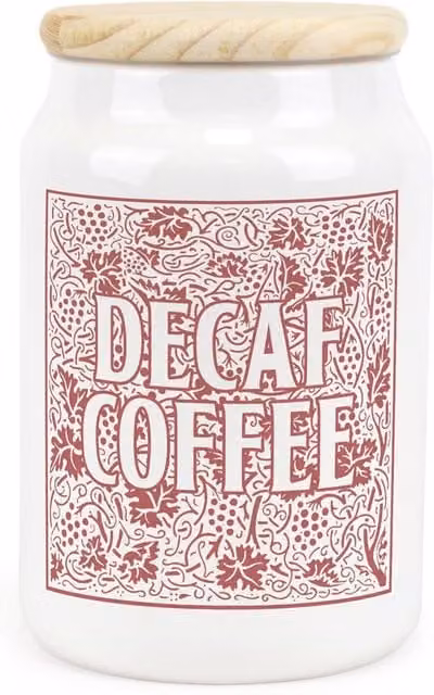 Purely Home Red Oak Leaves and Berries Ceramic Decaf Coffee Storage Canister in Red and White