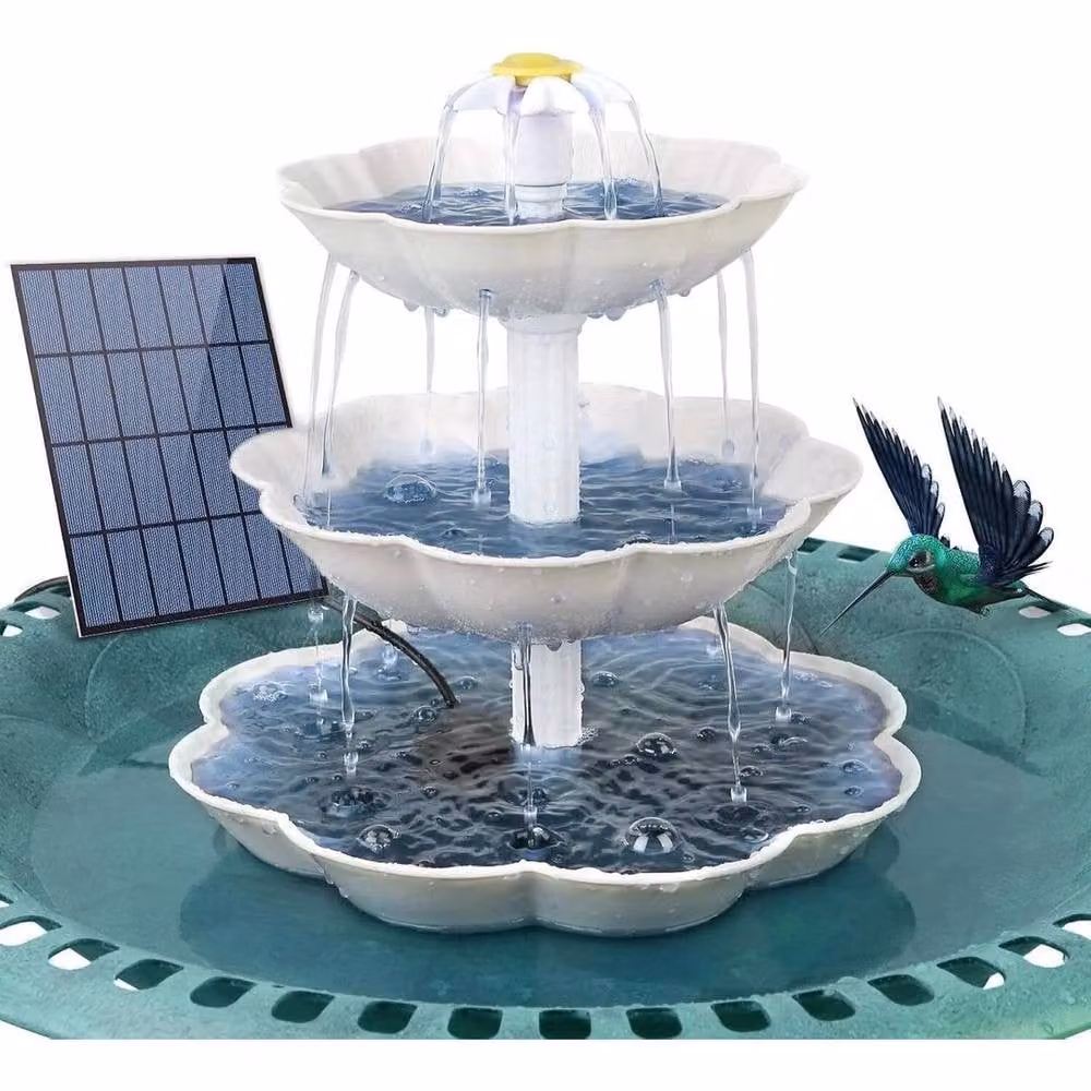 FLAVORA White 3.5W Floating Solar Fountain Pump for Pools, Bird Baths and Ponds – 2