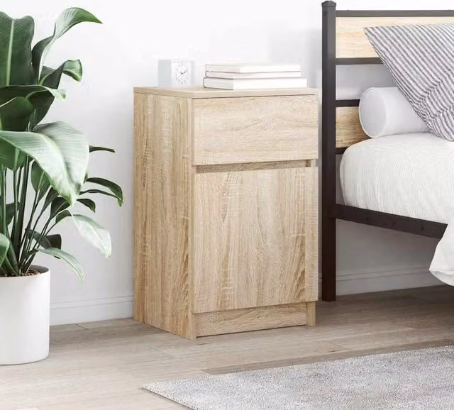 Berkfield Home Set of 2 Bedside Cabinets in Sonoma Oak, W/D/H: 39 x 35 x 65 cm