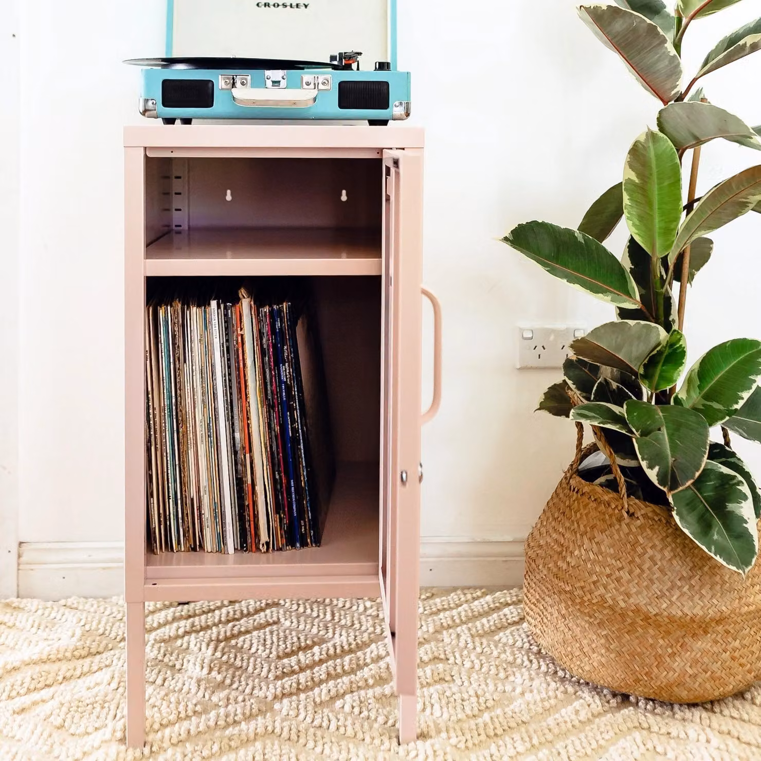 Mustard Made The Shorty Freestanding Metal Storage Cabinet in Pink, H 72.0 x W 46.0 x D 35.0 cm – 2