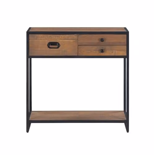 Baumhaus Ooki Small Rectangular Console Table in Brown Vintage Wood – 1