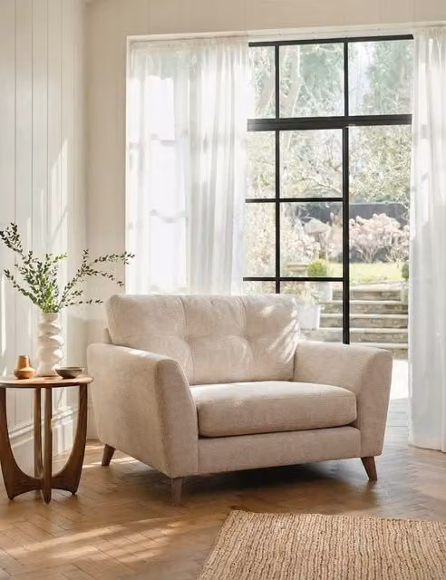 Barker and Stonehouse Ellis Mid Century Snuggle Chair in Beige Fabric
