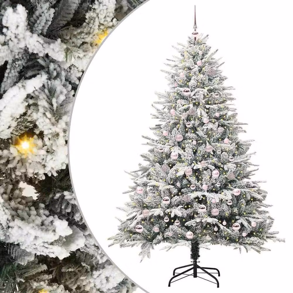 Berkfield Home Realistic Artificial Pre-lit Christmas Tree with Ball Set, Green, Height: 210 cm – 2
