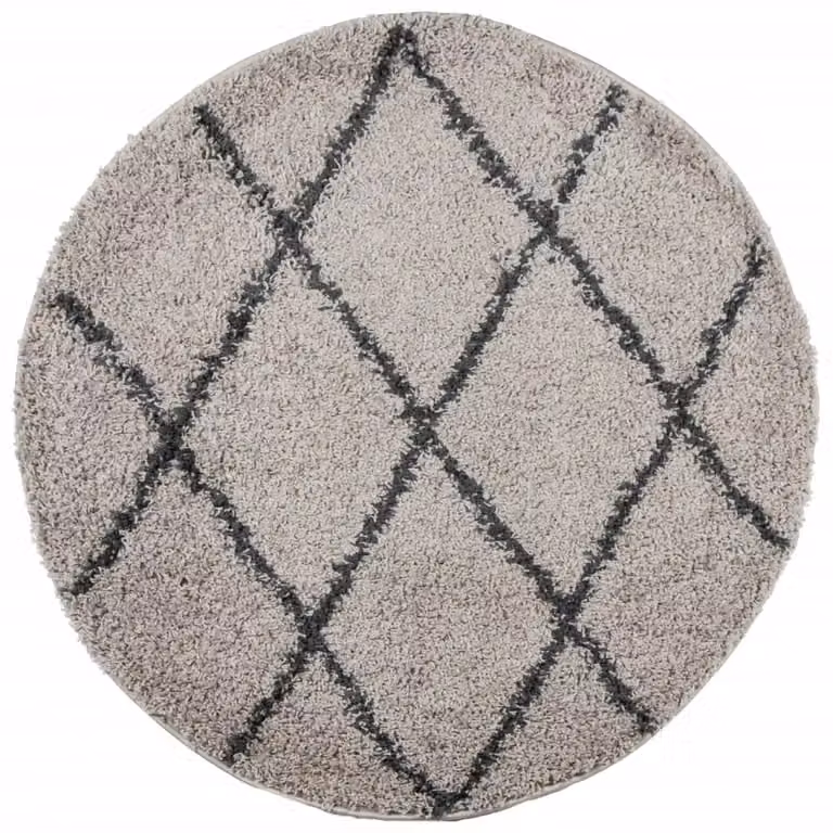 Berkfield Home Pamplona Round Shaggy Rug in Beige and Anthracite, Diameter: 100 cm