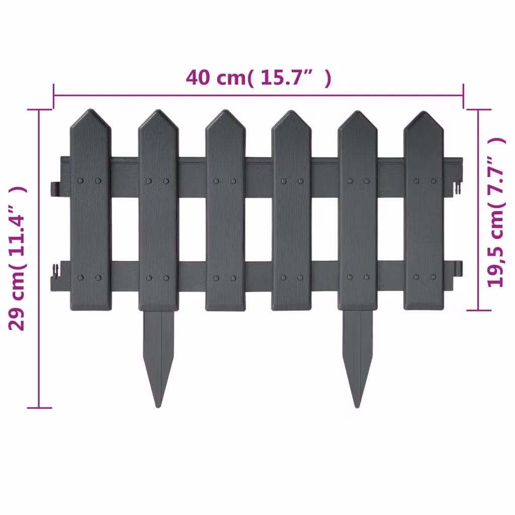 Berkfield Home Lawn Edging, 25 Pieces, Anthracite, 10 m – 4
