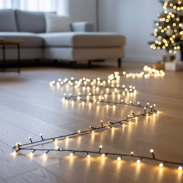 Garden Greatness 200 LED Multi Function Warm White String Lights in Black