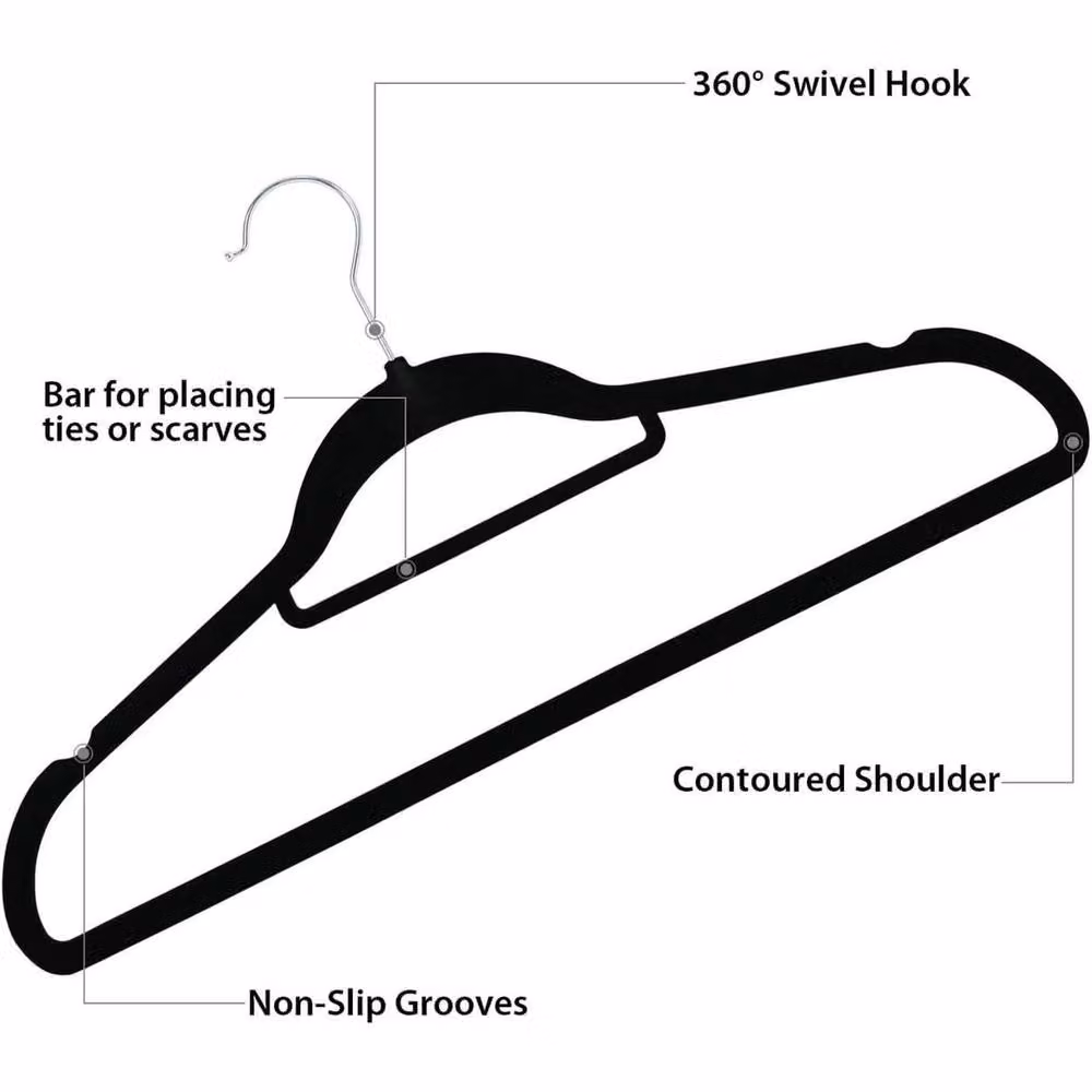NESTLUNE 30 Pack Non-Slip Velvet Flocked Clothes Hangers in Black – 2