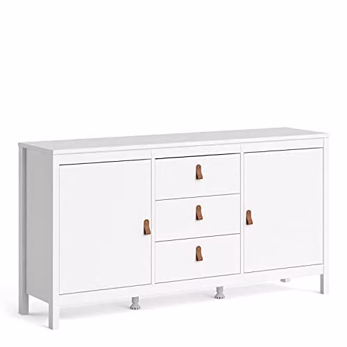 Furniture To Go Barcelona Modern Sideboard with 2 Doors and 3 Drawers in White and Brown – 2