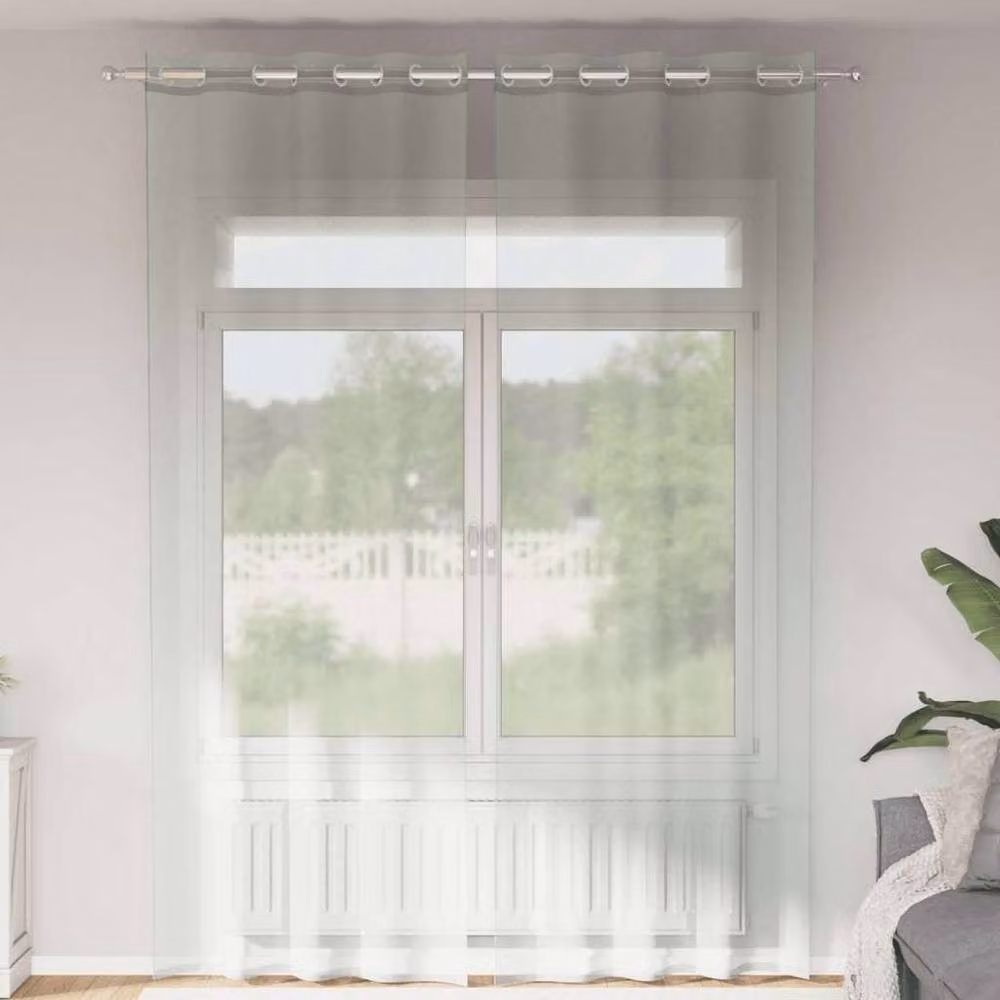 Berkfield Home Voile Fabric Panel Curtains with Eyelets, Light Grey, 2 Pack, W: 140 cm, H: 300 cm – 1