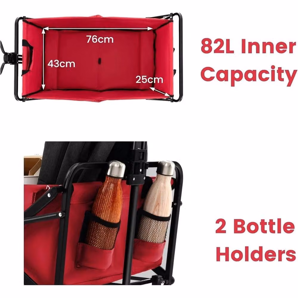 Nordara Heavy Duty Folding Garden Wagon Cart in Red – 2